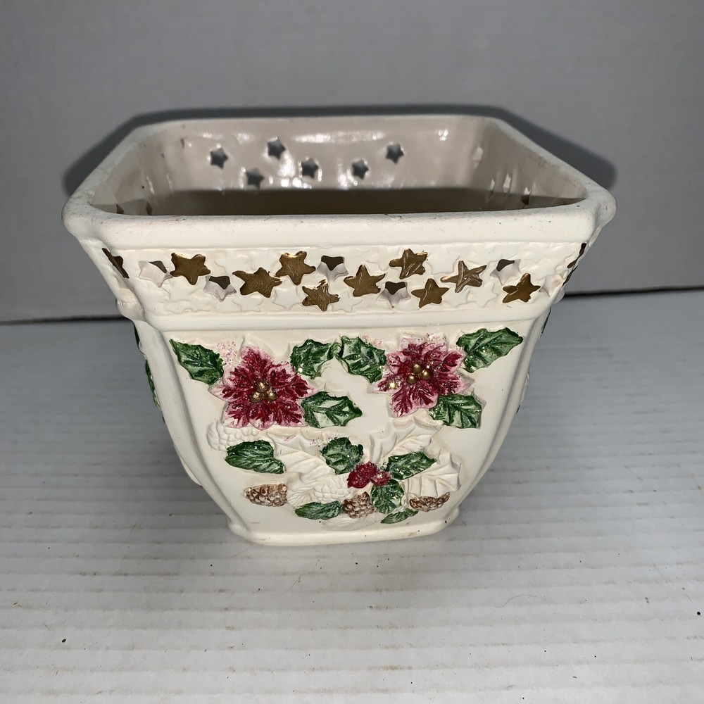 Art Pottery Cornucopia Vase Planter White 5” Vintage