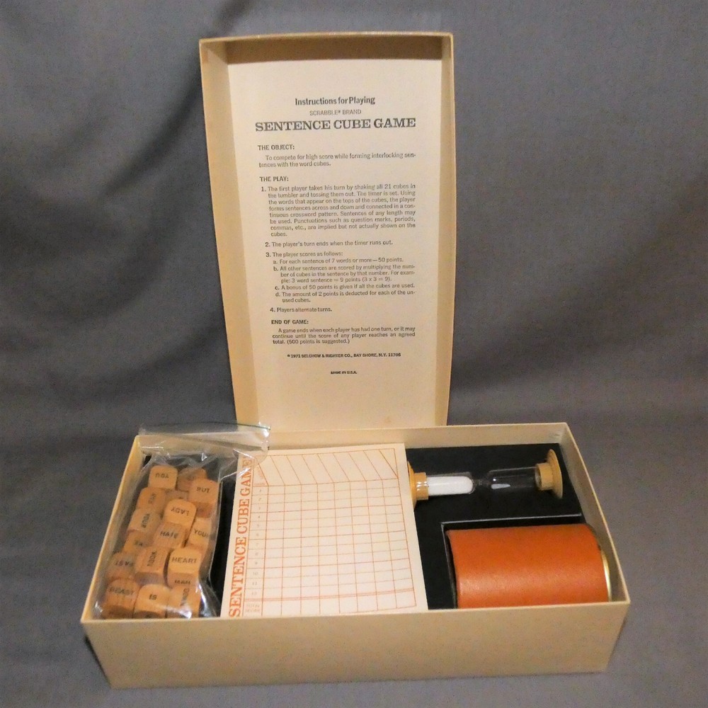 Vintage 1971 Scrabble Sentence Cube Game U.S.A.