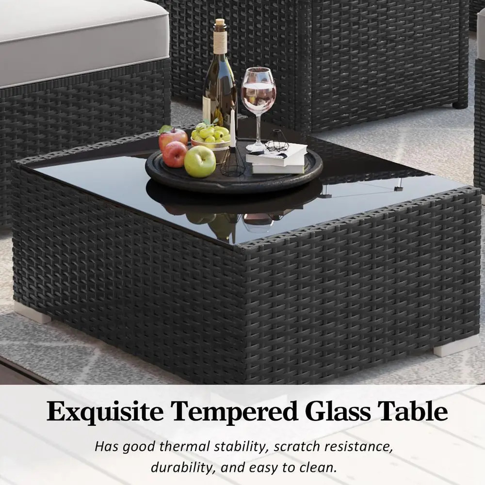 15pc Patio Furniture Set Rattan Wicker Sectional Sofa Fire Pit Table Outdoor