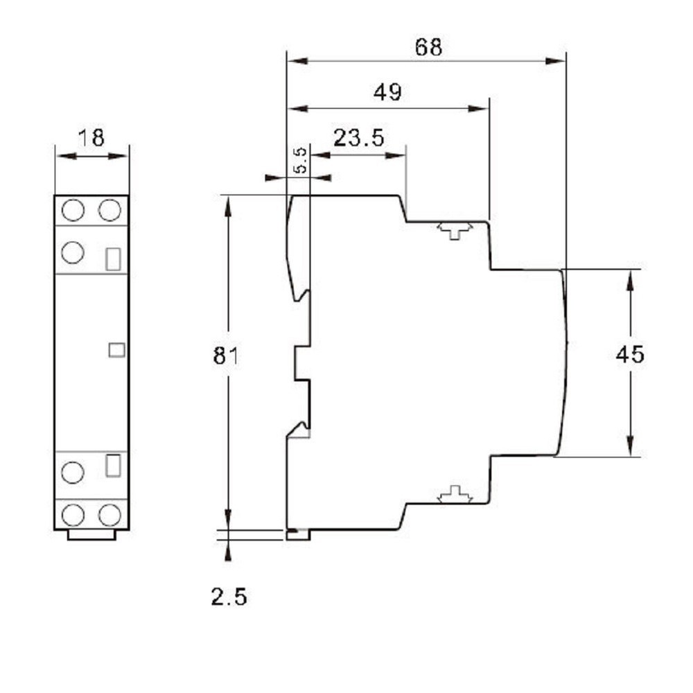 Household Contactor AC230V 2P 16A 2NO Rail Mounting Modular Contactor Automatic