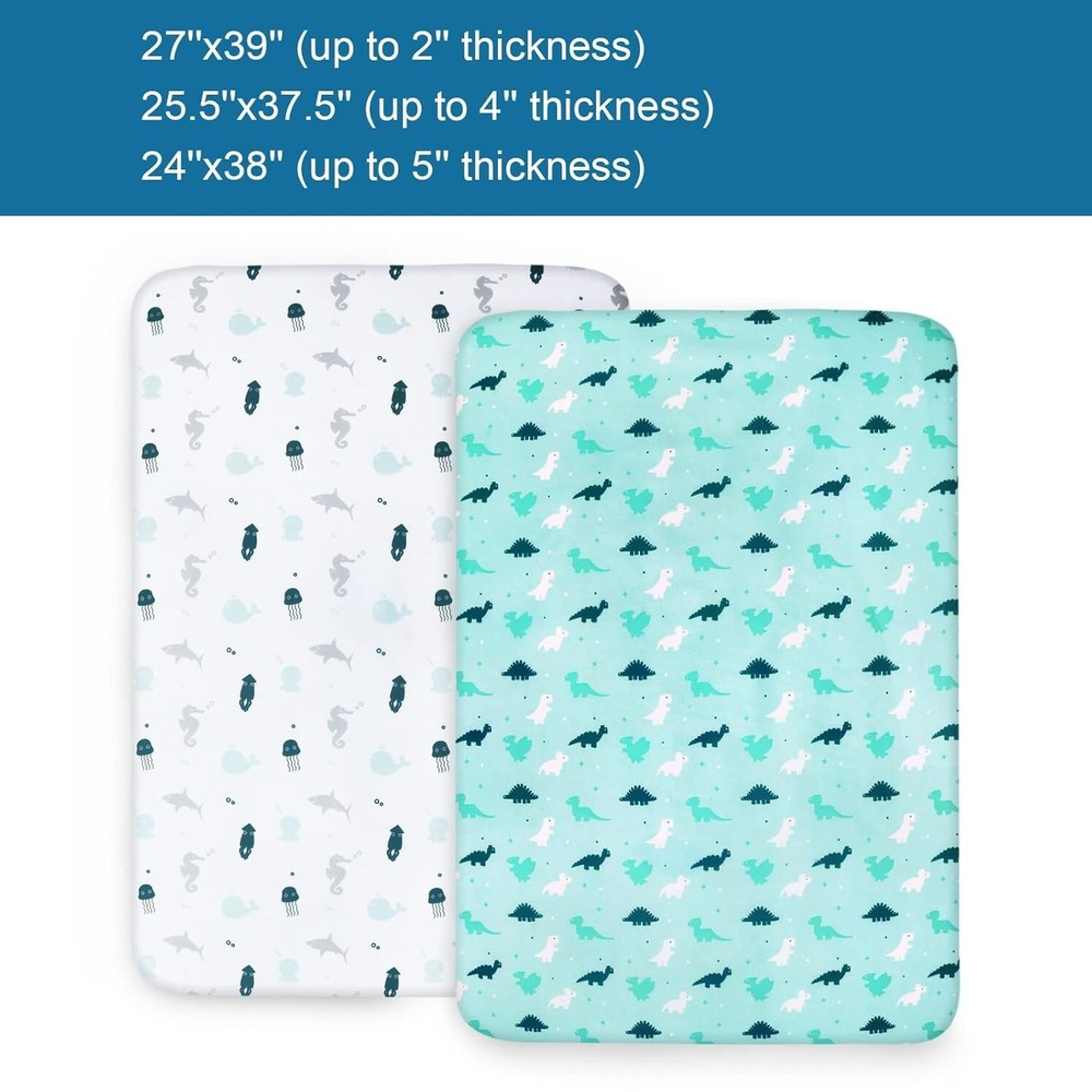 4-Pack Soft Pack 'n Play Fitted Sheets Breathable Mini Crib Sheets Fits Graco