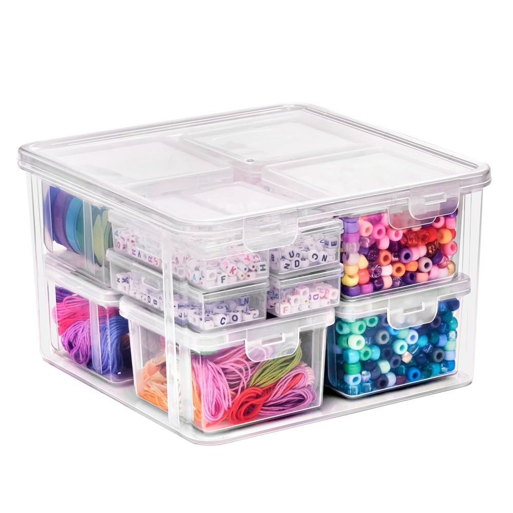 12-Piece Sewing & Craft Material Storage Container Set W/ Lids Storage Sewing