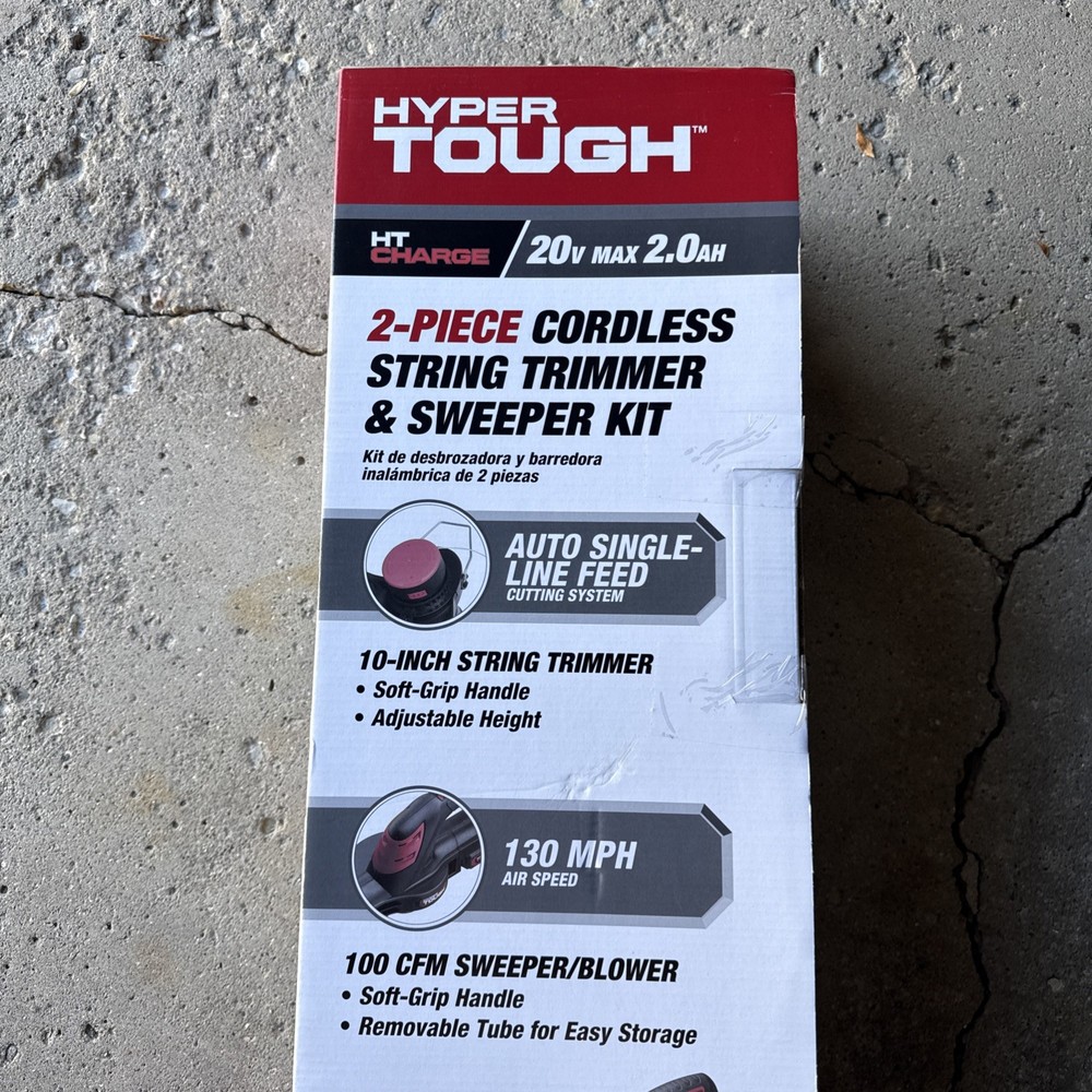 Hyper Tough 20V Max Cordless Combo Kit 10-inch String Trimmer & 130 Mph Sweeper