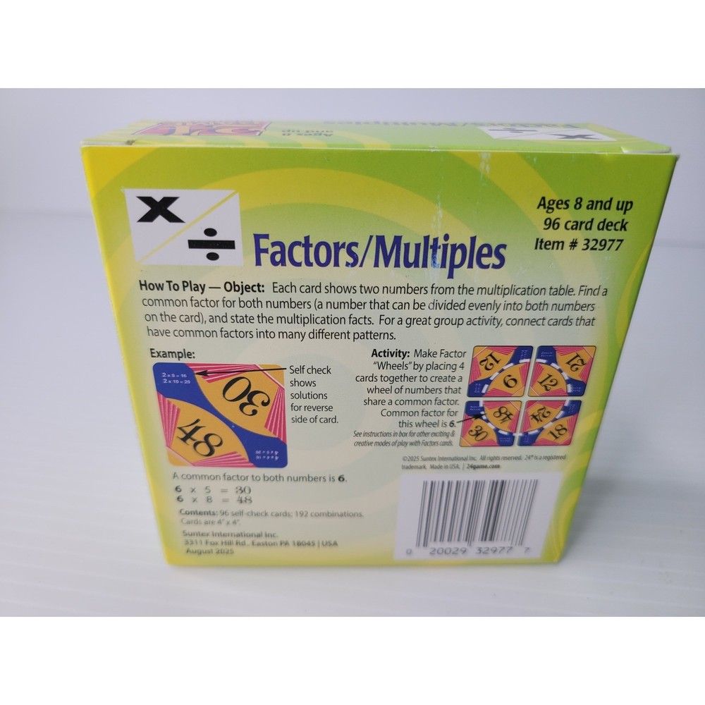 24 Game Math Flashcards Factors Multiples #32977 Homeschool Study Tool Learning