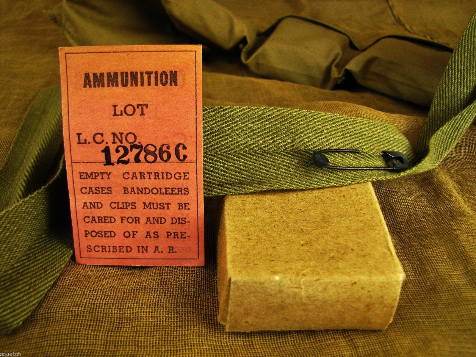 EARLY WORLD WAR II NEW REPLICA BANDOLEER LOT CARDS FOR CAL.30 M2 BALL AND A.P.