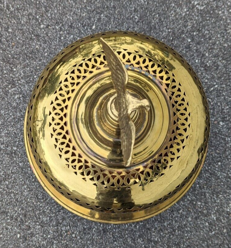 Middle Eastern Turkish Brass & Copper Incense Burner Brazier Warmer Eagle Top