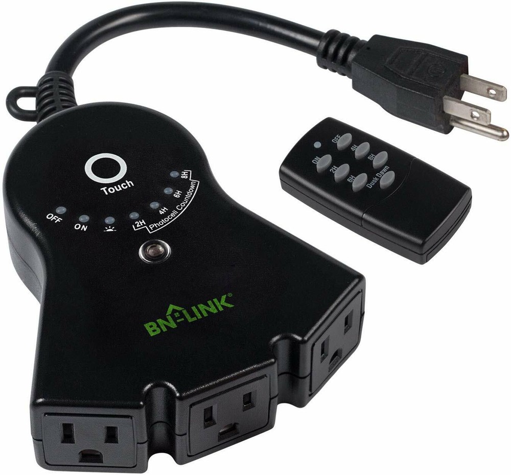 BN-LINK Outdoor Touch Sensor Countdown Timer Outlet With Photocell Light Sensor