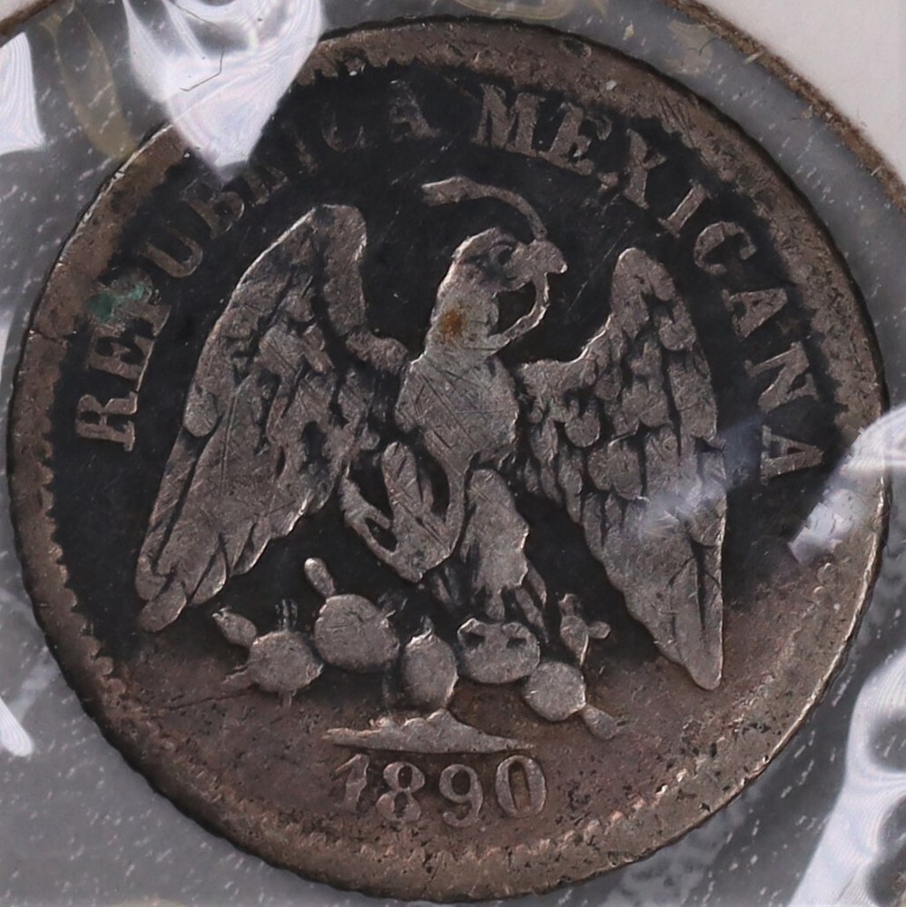 1890 Mo M Mexico 5 Centavos Silver Coin #3