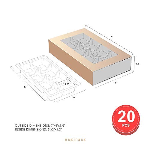 20 Truffle Box, Chocolate Gift Box Packaging, Candy Boxes with 8-Piece Gold