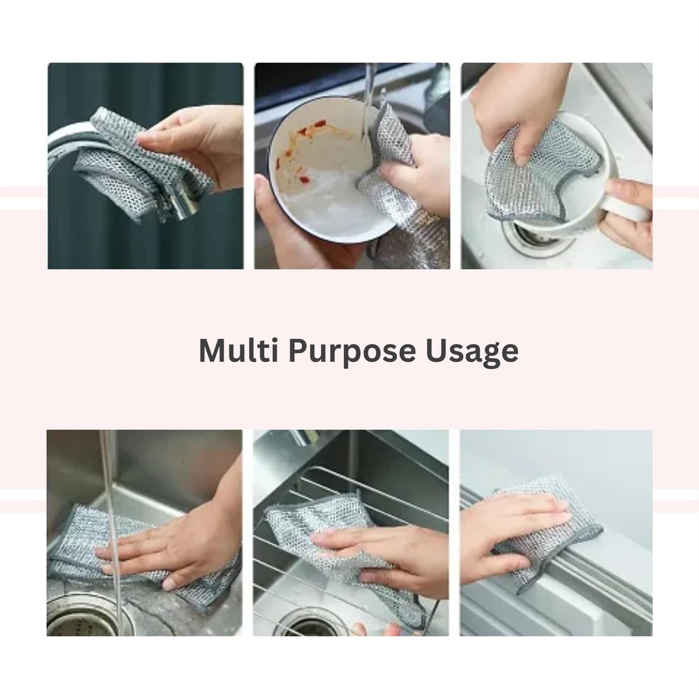 Non Scratch Wire Dishwashing Rag - Upgraded Double Layer 8 Pcs, Reusable Mult...