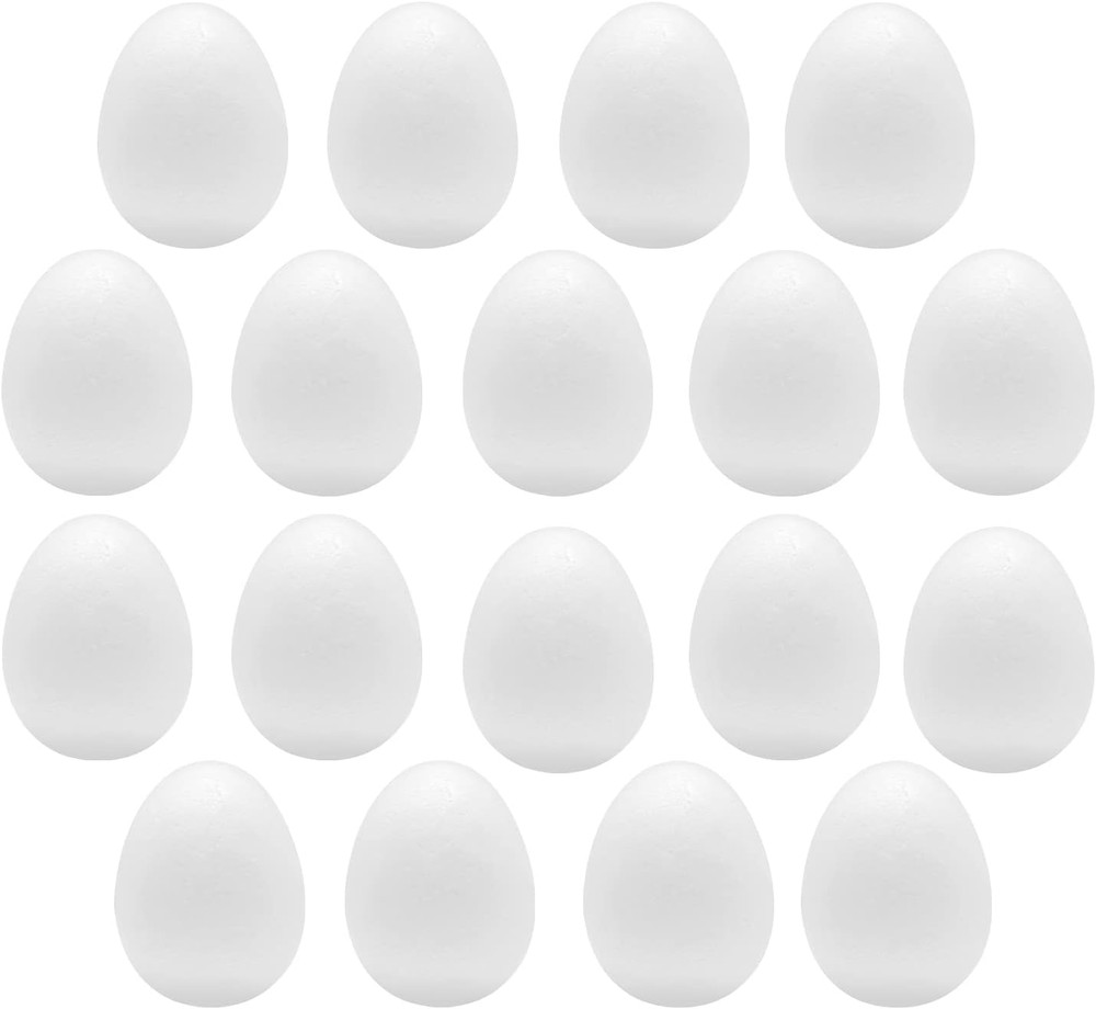18-Pack 4 Inches Easter Craft Foam Eggs, White Polystyrene Foam Eggs, Use for Ea