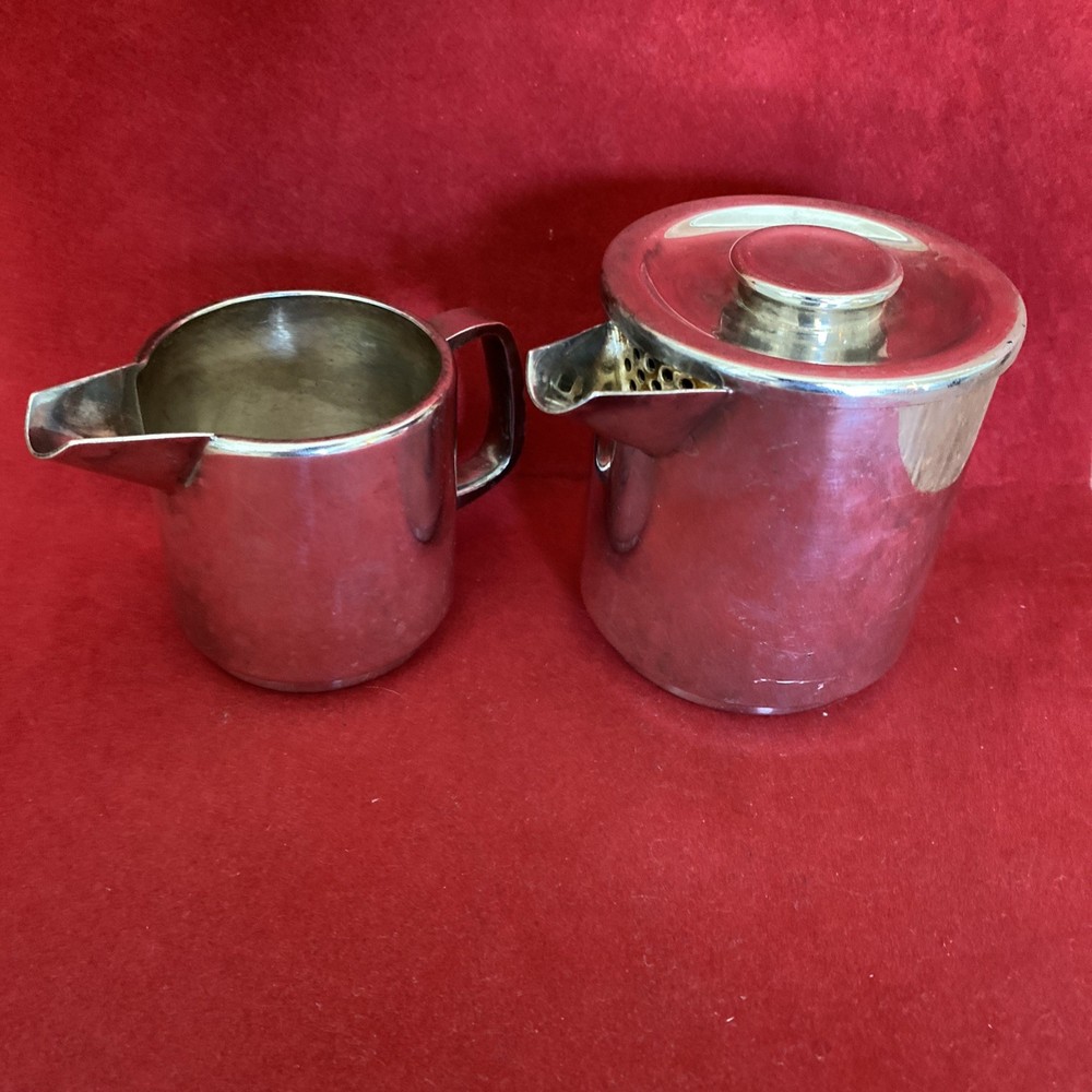 Vintage Cunard Line Silver Plate Coffee Pot & Creamer