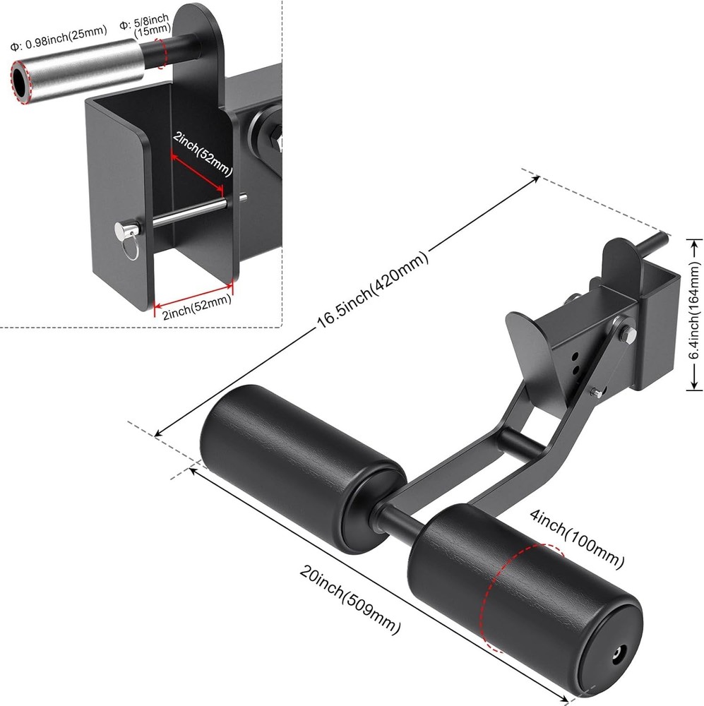 Nordic Hamstring Curl Squat Rack Attachment Adjustable Leather Surface for Po...