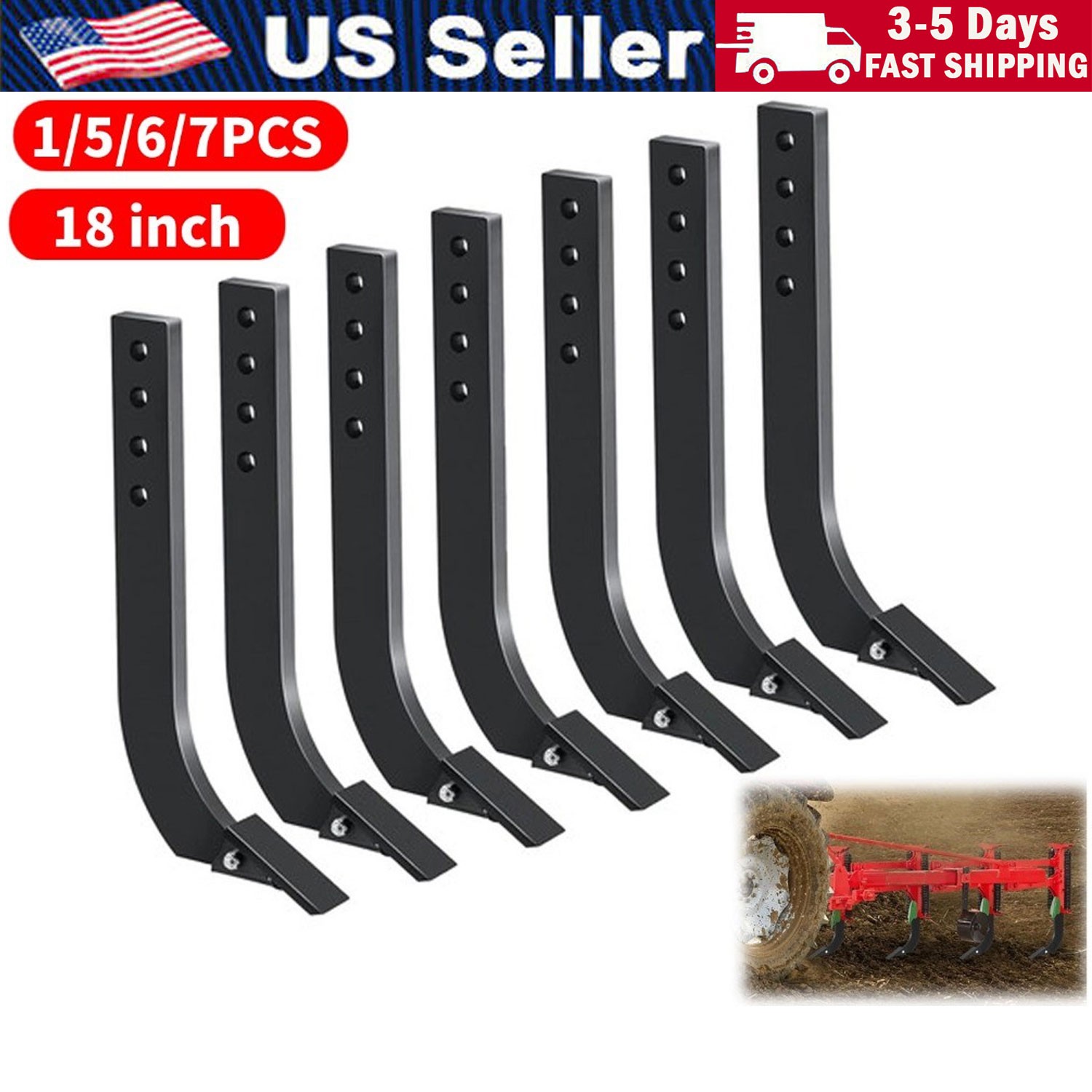 1/5/6pcs 16'' Box Blade Shank Scarifier Shanks Teeth 4 Holes Box Scraper Shank