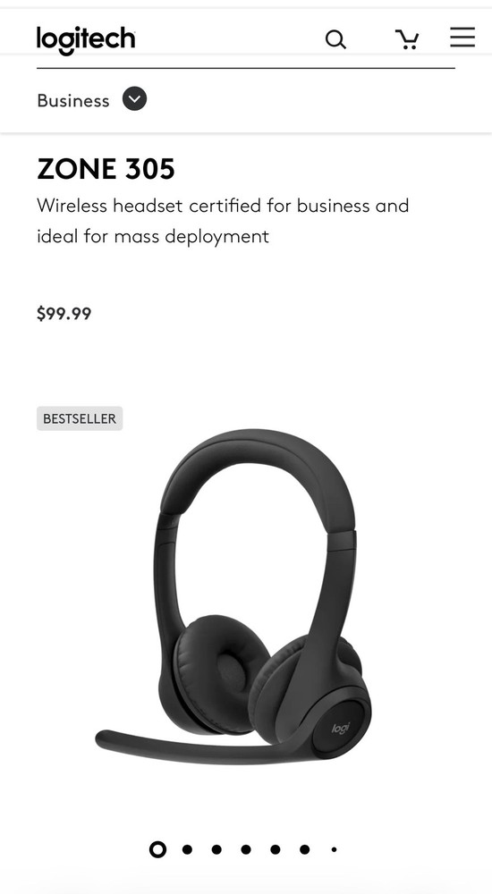 Logitech Zone 305 Wireless Bluetooth Headset Microsoft Teams Version with Dongle