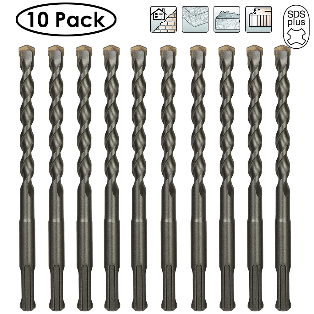 Drillforce 10PCS 1/2" X10" Rotary Hammer Drill SDS+ Masonry Concrete Drill Bits