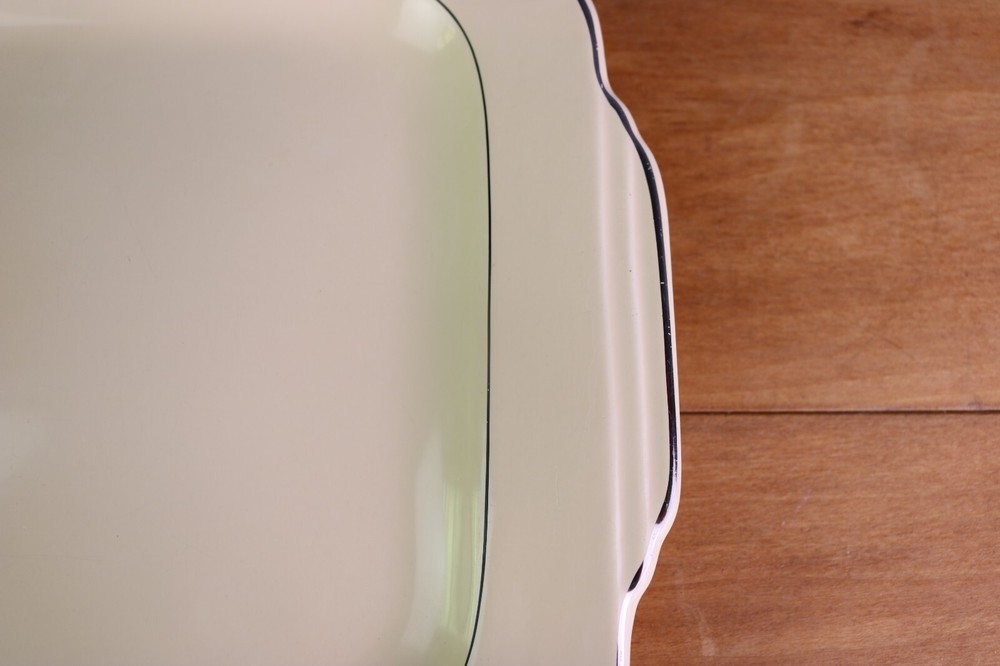Homer Laughlin Ivory Cream Century Pattern Platinum Trim Rectangular Platter