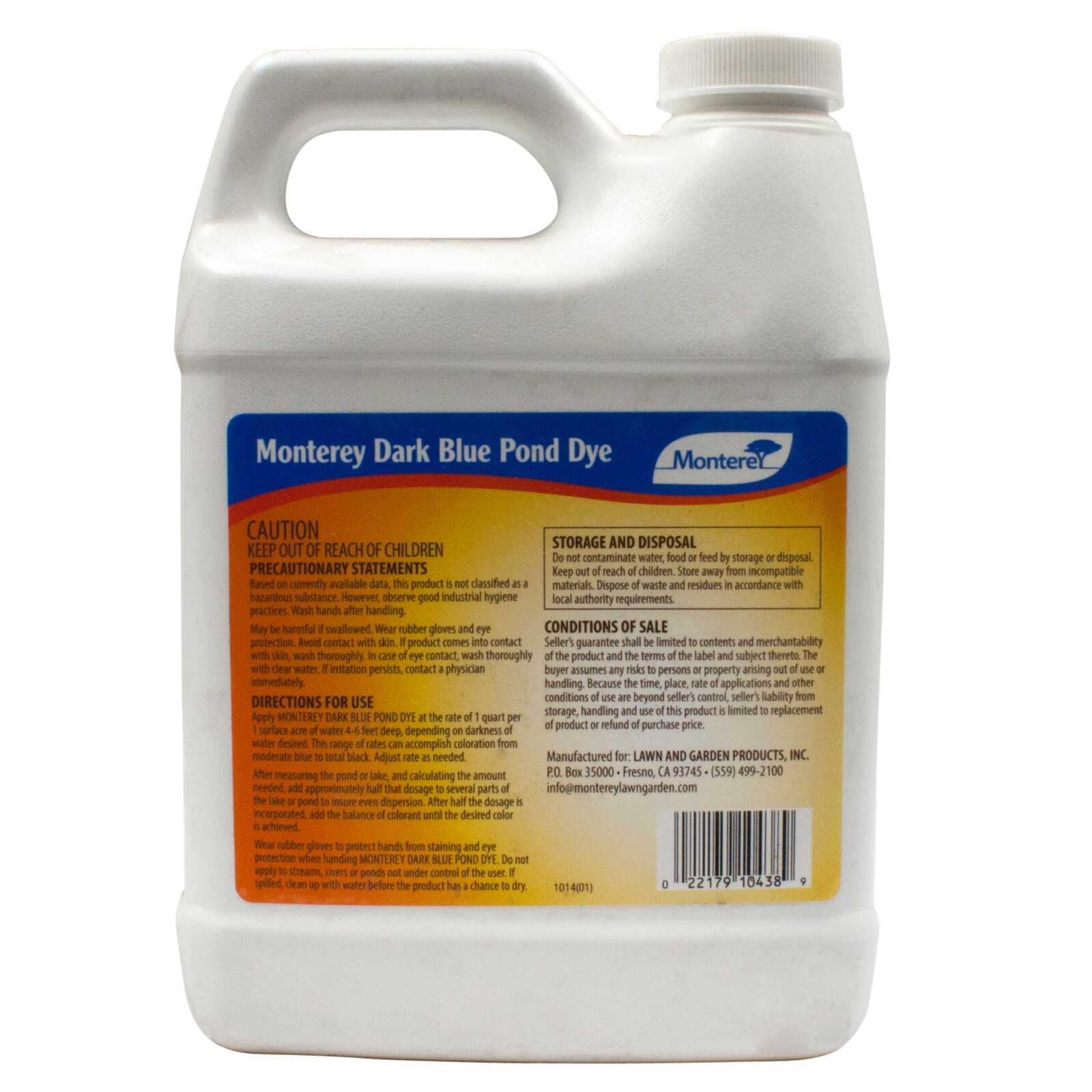 Dark Blue Pond Dye 1 Qt- Treats 1 Acre Water 4-6 Ft Deep - Ponds Fountains Lakes