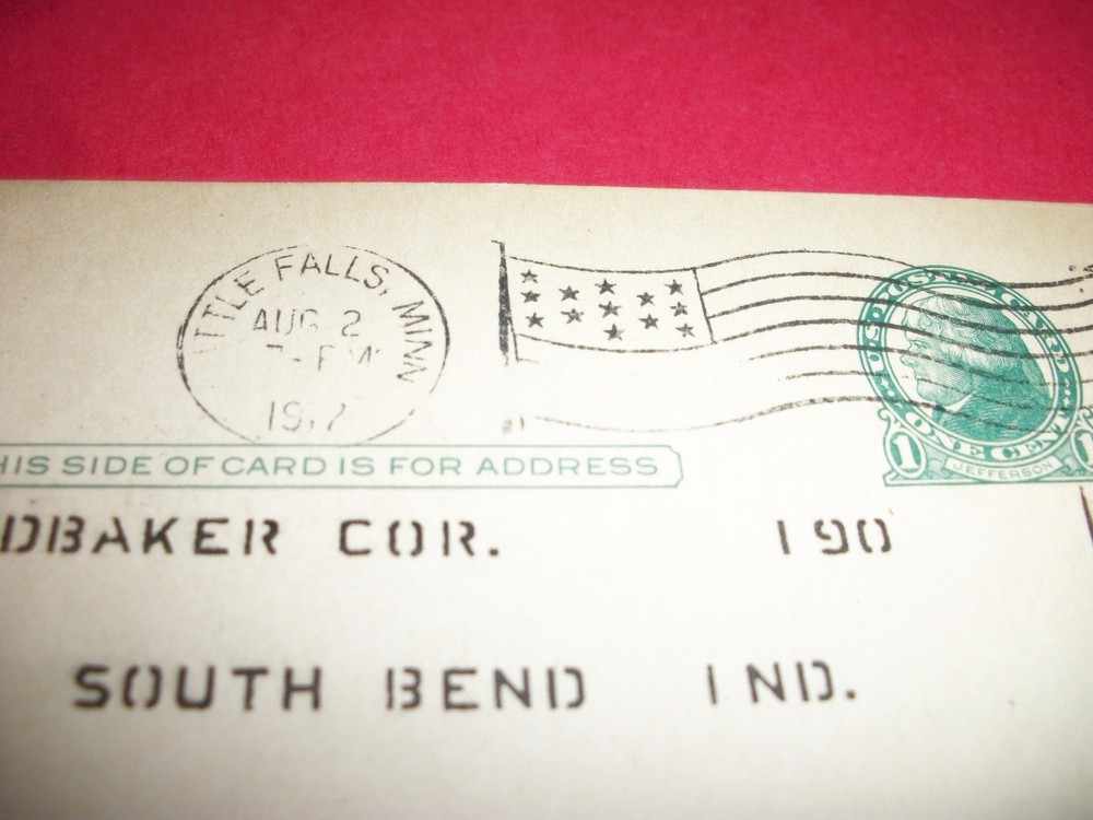 STUDEBAKER CORP. POST CARD 1917 - RARE