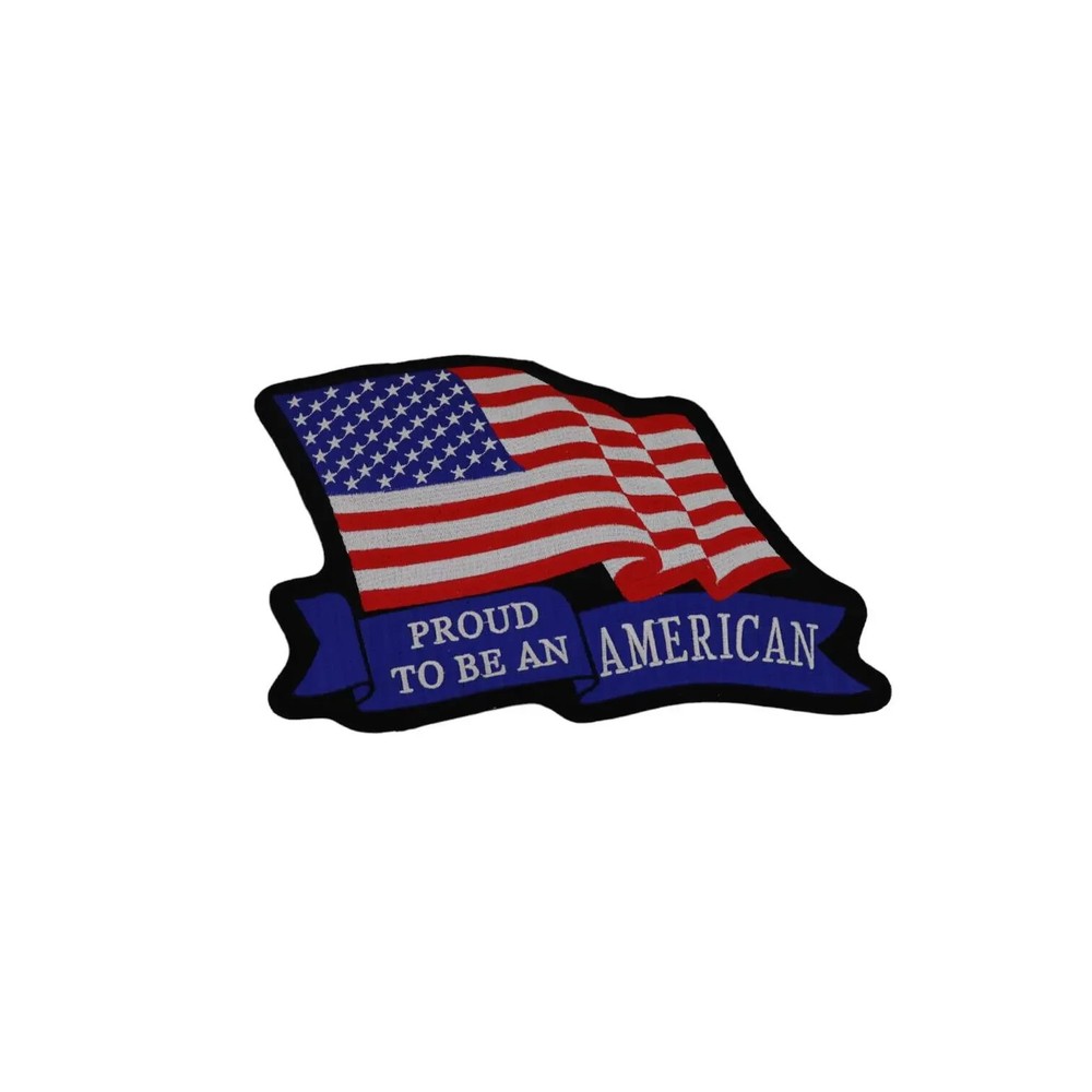 Large USA Waving Flag "Proud to be American" Jacket Patch