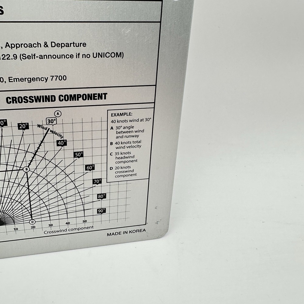 VFR Kneeboard ASA KB-1 For Pilots Time Conversion Crosswind Chart No Strap