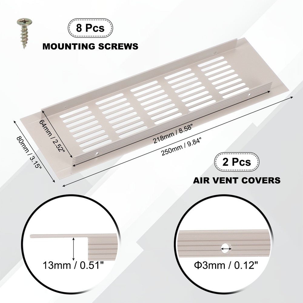 Rectangular ventilation grille for Alfa (250x80mm, grey, 2pcs)
