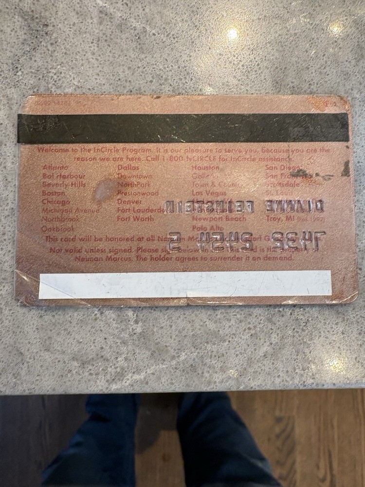 Neiman Marcus credit card Senator Dianne Feinstein