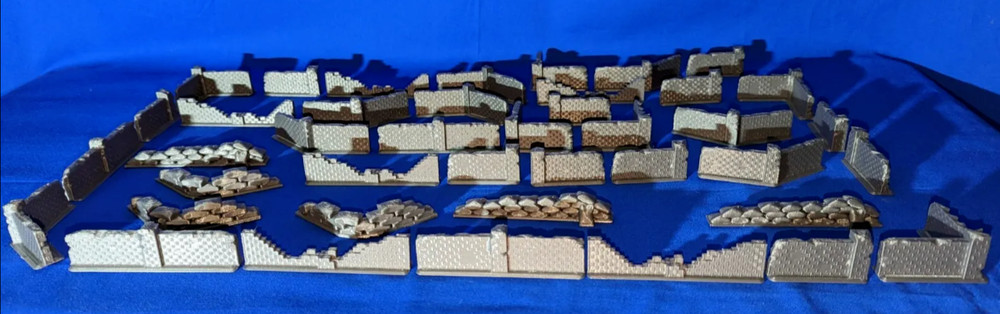 41 Wall Scatter Terrain Pieces - 3d printed - Grey