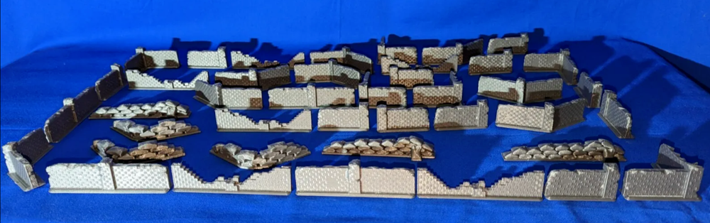 41 Wall Scatter Terrain Pieces - 3d printed - Grey