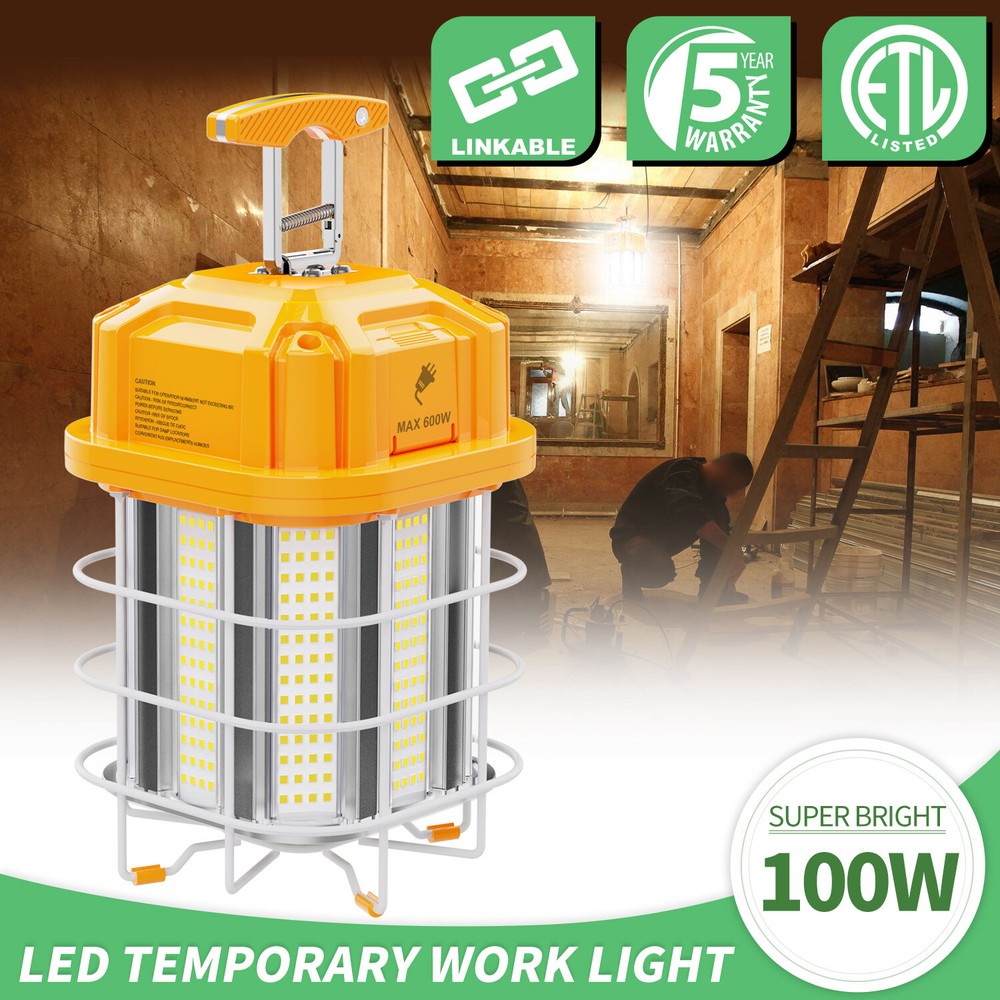 100W LED Temporary Work Light Linkable Warehouse Workshop Hanging Lamp Portable