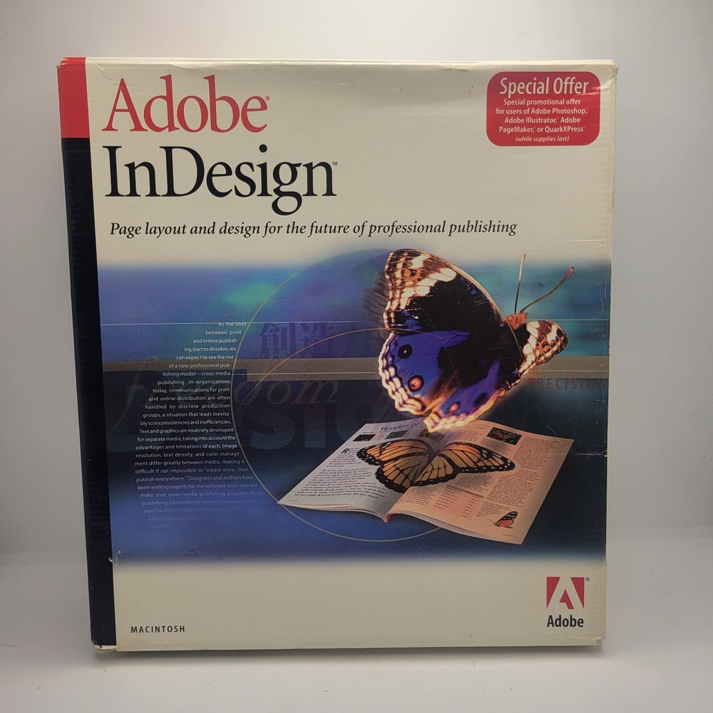 Adobe InDesign 1.0 For Macintosh Full Version Big Box Apple Computer USED READ