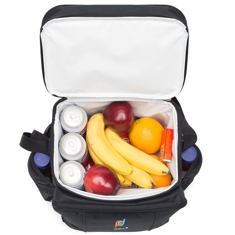 MOJECTO Medium Cooler Lunch Bag Dual Compartment Leakproof 600D Black