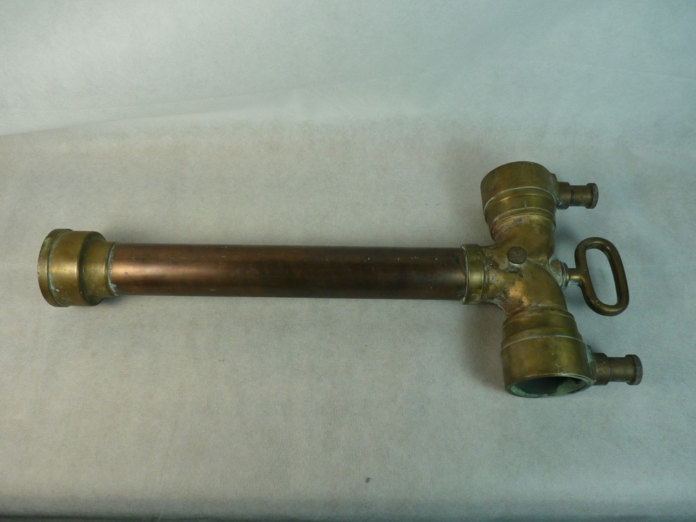 LARGE ANTIQUE SOLID BRASS FIRE BRIGADE HYDRANT STANDPIPE 29" TALL- COLLECTABLE