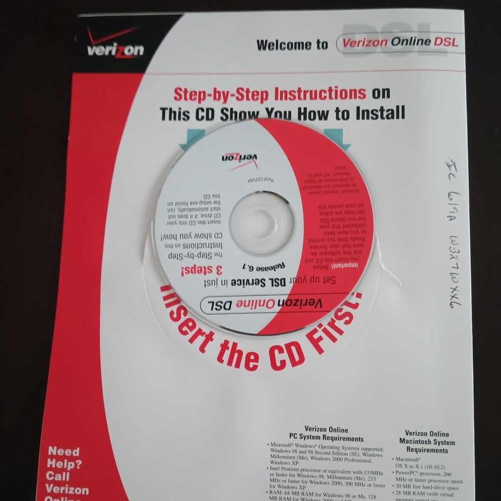 Verizon Online DSL Software Version 6.1 PC CD Rom And Installation Overview