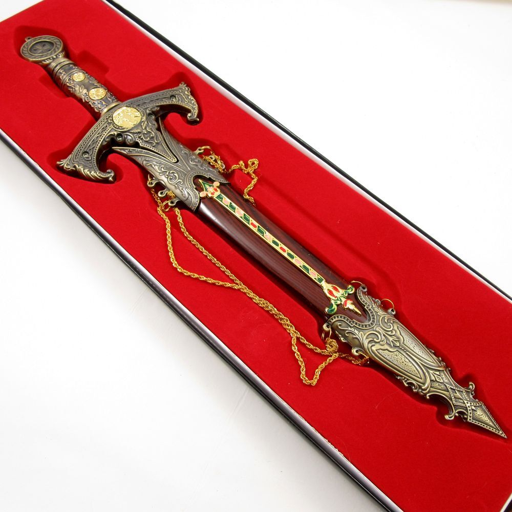 NEW! 17" Medieval Royal Double Edged Dagger w/ Scabbard