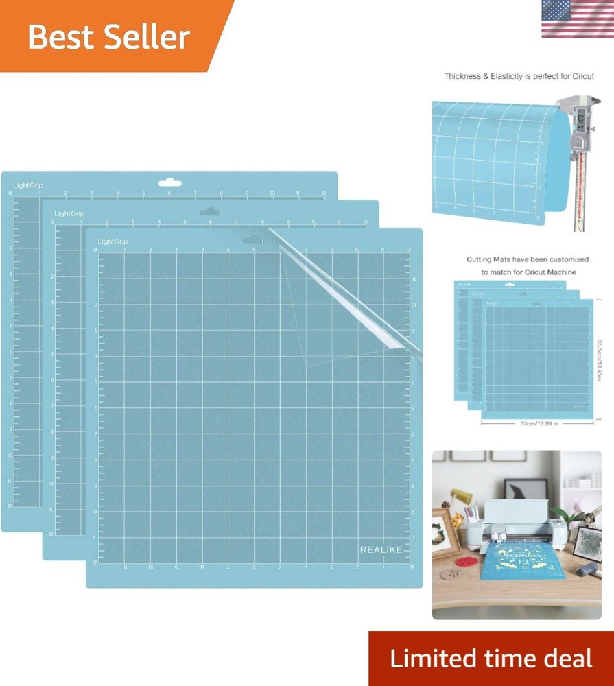 12x12  LightGrip Cutting Mat Set - Ideal for Cricut Projects & More
