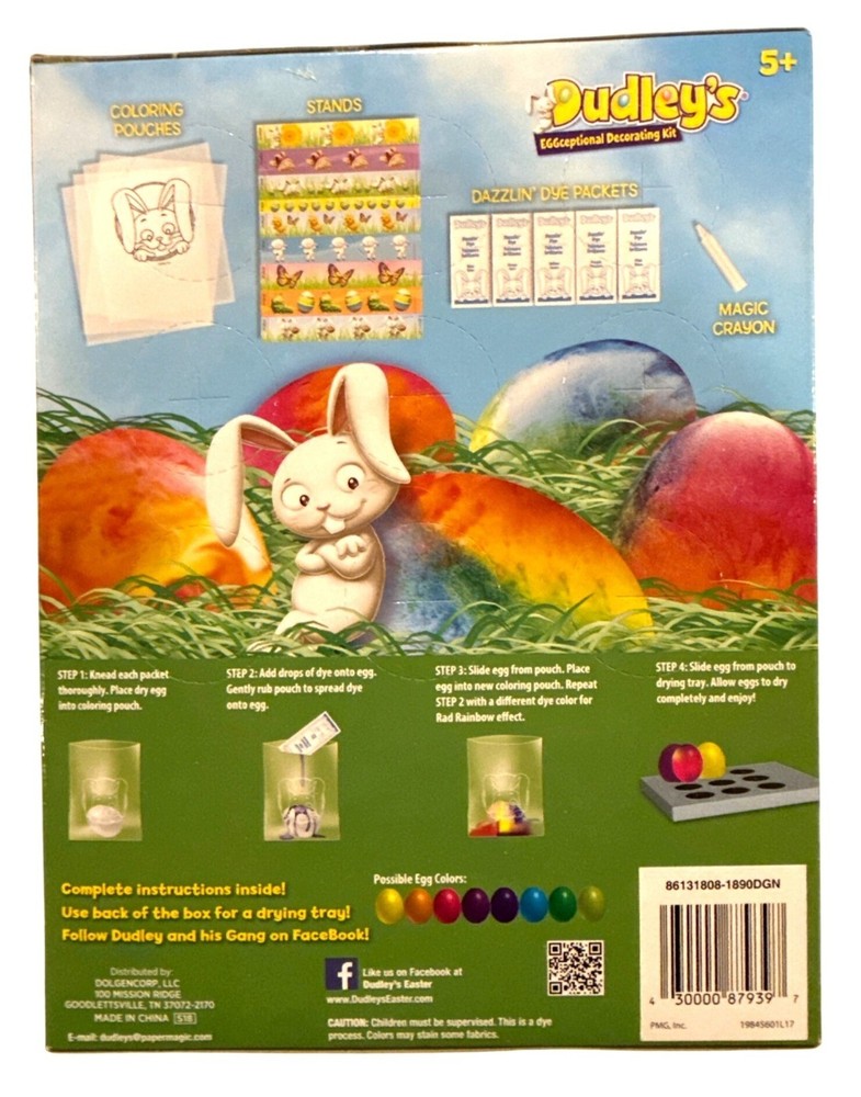 DUDLEY'S Rad Rainbow Easter Egg Decorating Kit Color Packets + Pouches + Stands+