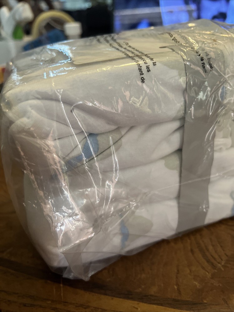 2 pk Cloud Island Jersey Fitted Crib Sheets White/Cloud Print &Solid Lt Blue
