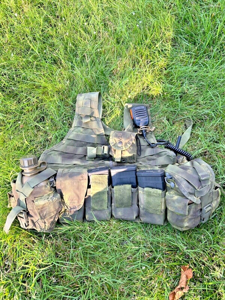 USGI ACU FLC Split Rig Vest, Full Load Out, Modified, Dyed Camouflage Green