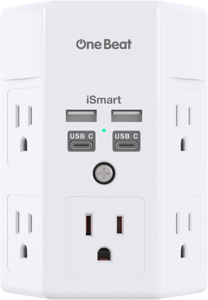 5 Outlet Extender Surge Protector Multi Plug Wall Adapter USB Charger Ports with