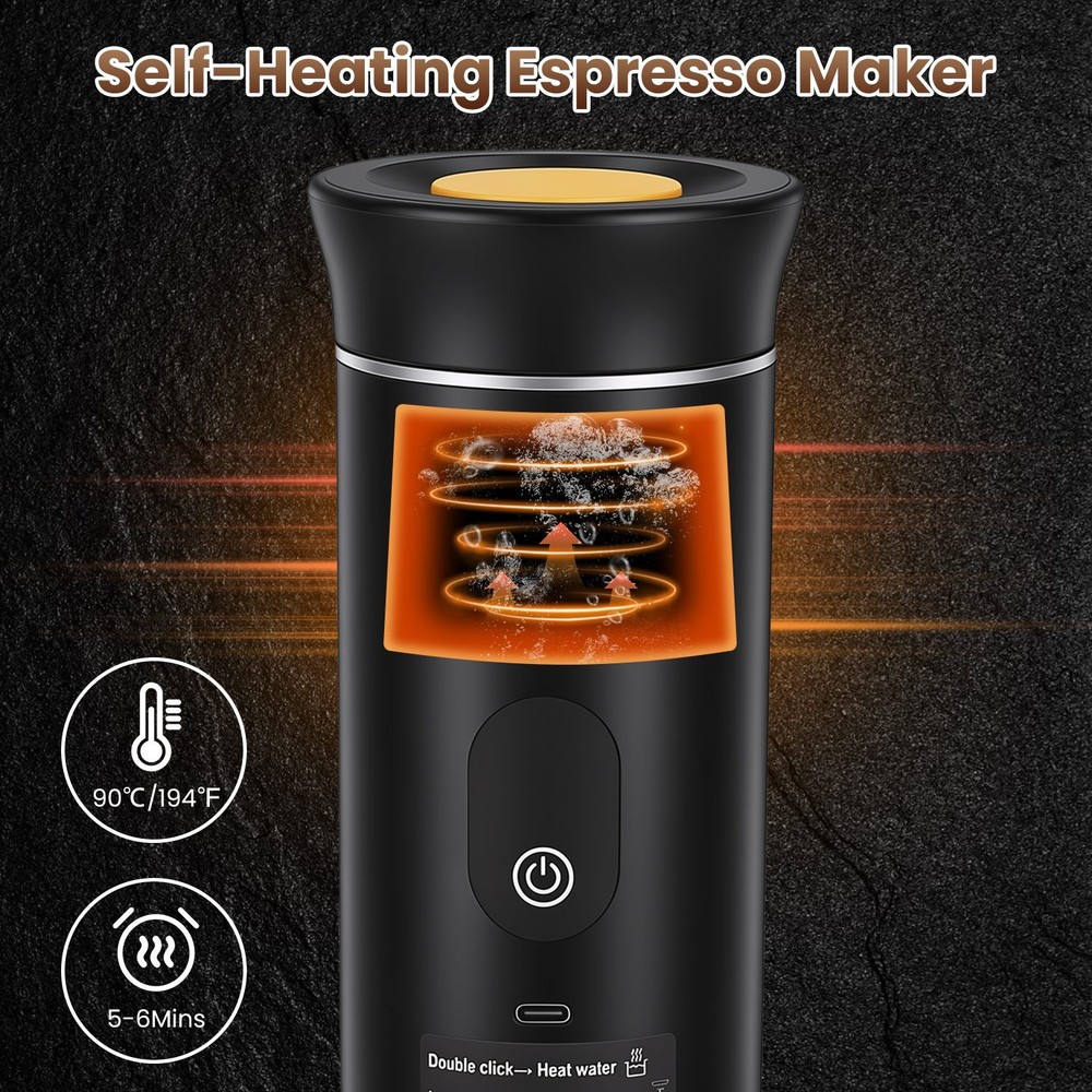 Cordless Espresso Maker Machine Self-Heating Coffee Maker