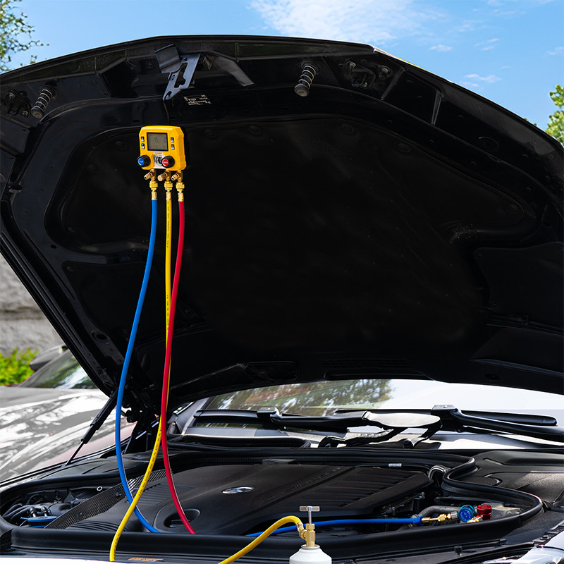 Refrigeration Digital AC Manifold Gauge Set 3 Way HVAC Gauges for R1234yf R134a