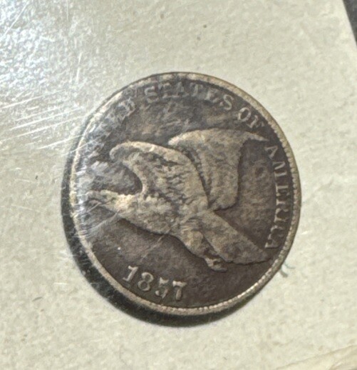 1857 FLYING EAGLE CENT, CIRCULATED. FREE SHIPPING.