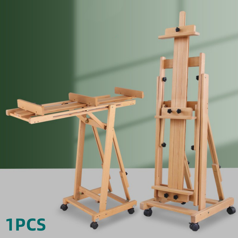 Movable Studio Easel Artist Painting Stand Beech Wood H-Frame Heavy Duty 87 In