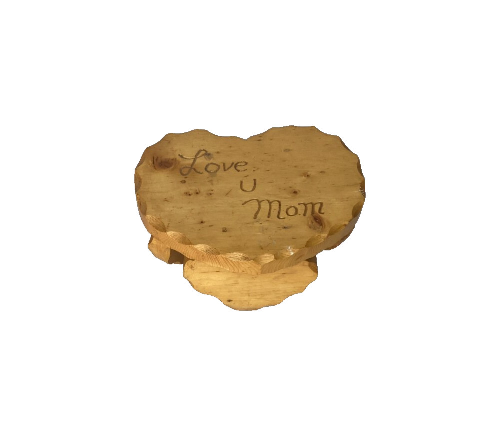 Vintage Handmade Solid Wood Small HEART Shaped Stool Stand - Nice!!