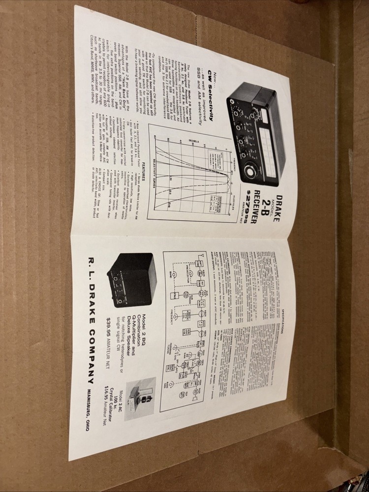 R.LDrake Drake 2B 2-B ShortWave Receiver Brochure Inside The