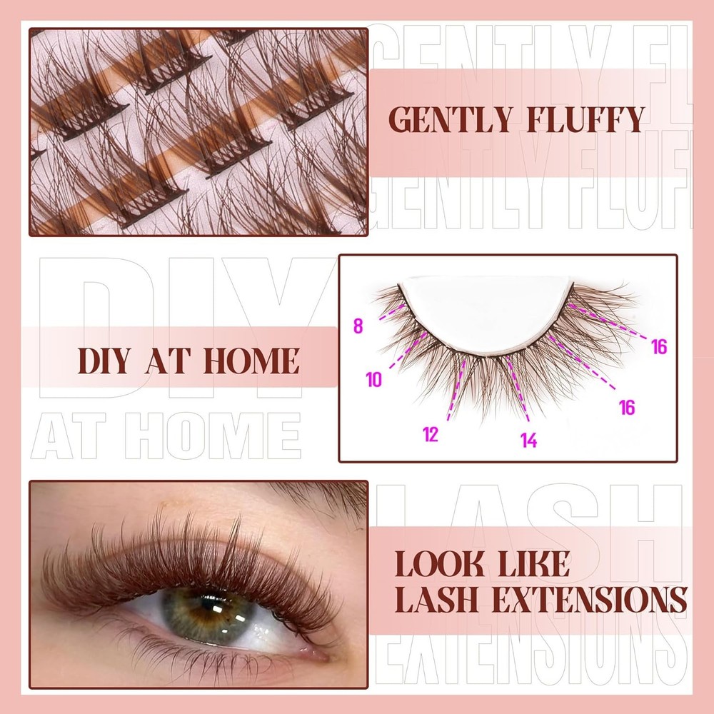 Brown Lash Clusters Natural Extensions Wispy Eyelash 154