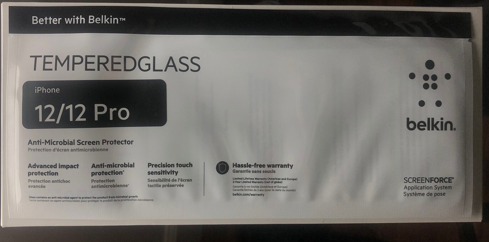 Belkin SCREENFORCE TemperedGlass Screen Protector for iPhone 12/12 Pro