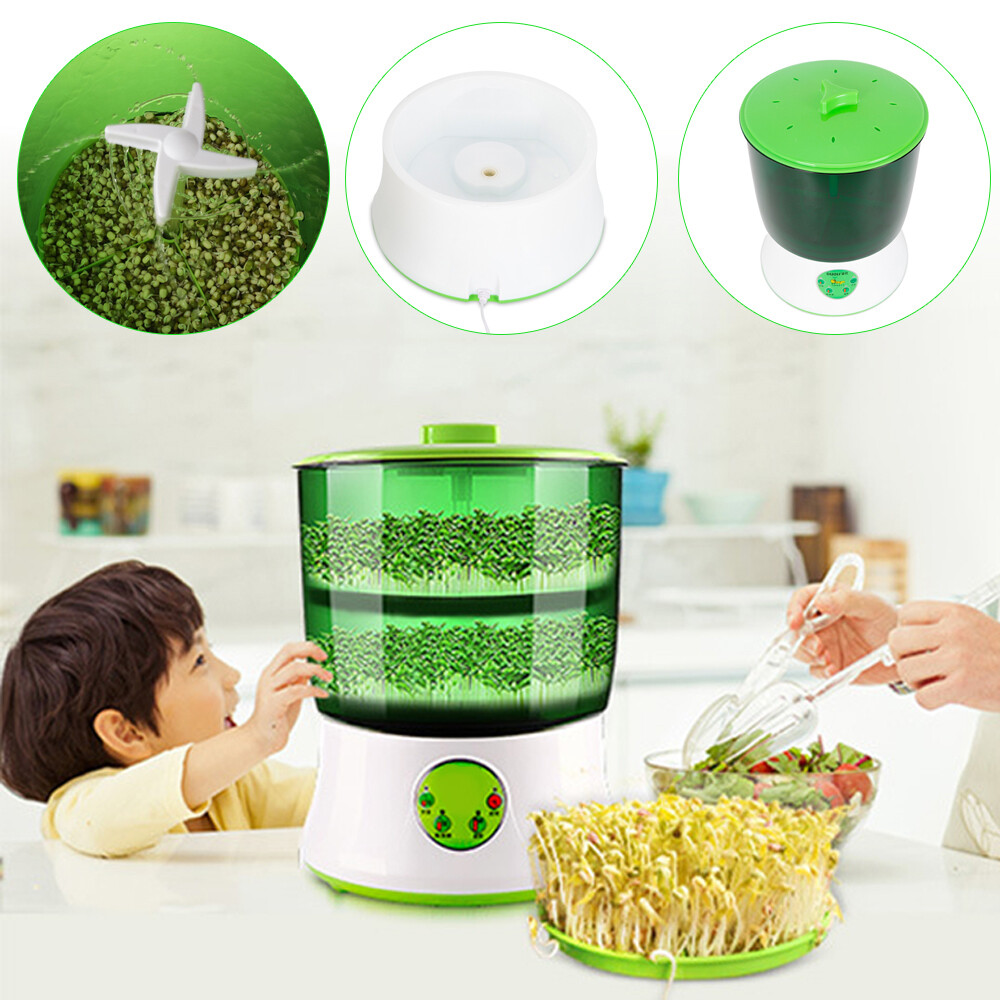 Automatic Bean Sprouts Machine Thermostat Seeds Growing Dual-Layer Bean Sprouter