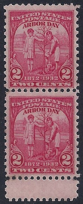 717 - Miscut Gutter Snipe Error / EFO Pair "Arbor Day" Mint DG